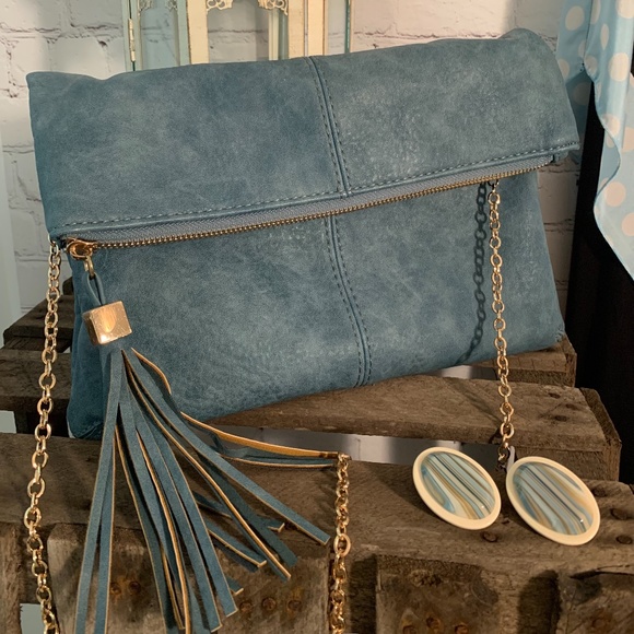 Moda Luxe Tiffany Blue Crossbody / Clutch - Picture 2 of 15